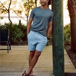 Free Fly Stretch Canvas Shorts Bamboo Cotton Sz Large Bay Blue Casual Coastal 13